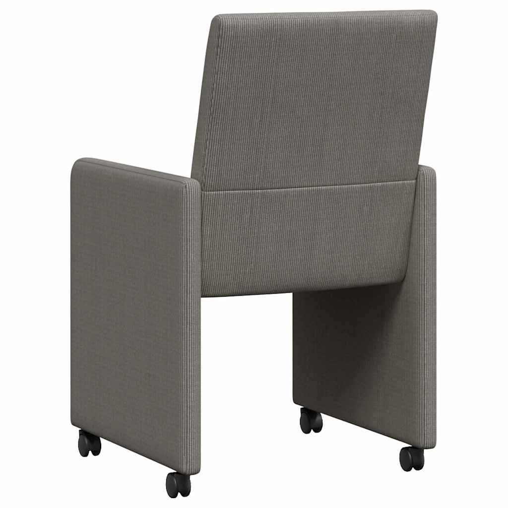 vidaXL Eetkamerstoelen met wielen 2 pcs Lichtgrijs 57 x 66 x 94 cm