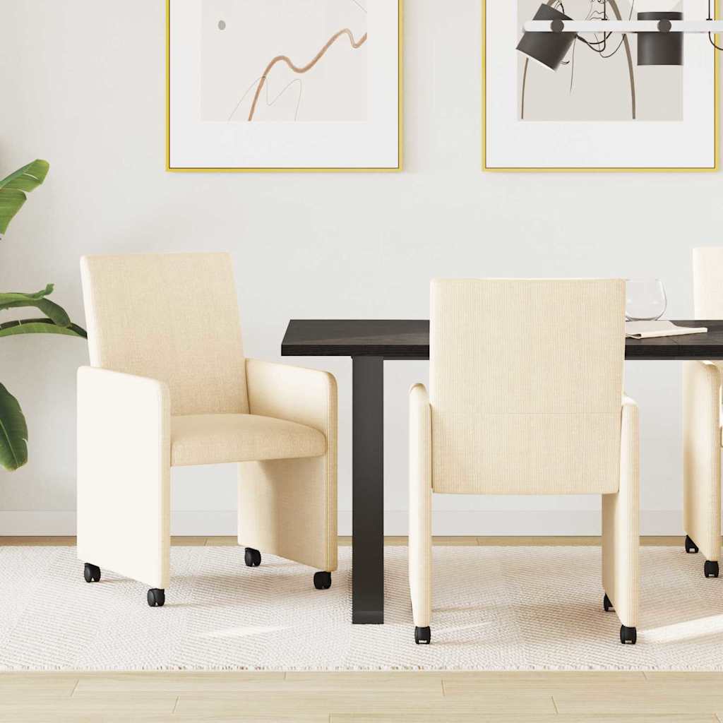 vidaXL Eetkamerstoelen met wielen 2 pcs Lichtgrijs 57 x 66 x 94 cm