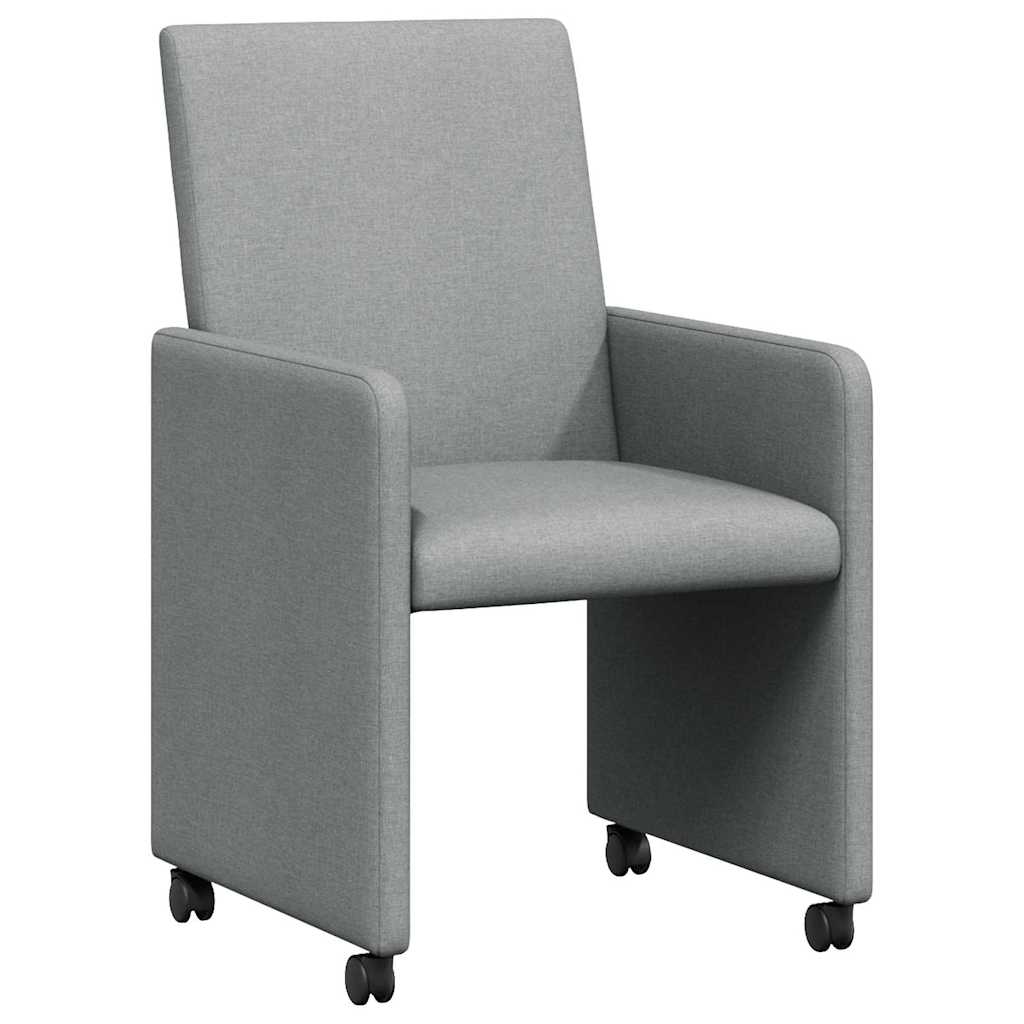 vidaXL Dining Chairs with Wheels 2 pcs Light Grey 57 x 66 x 94 cm