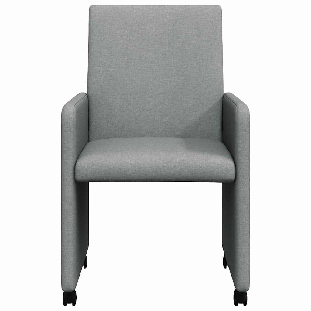vidaXL Dining Chairs with Wheels 2 pcs Light Grey 57 x 66 x 94 cm