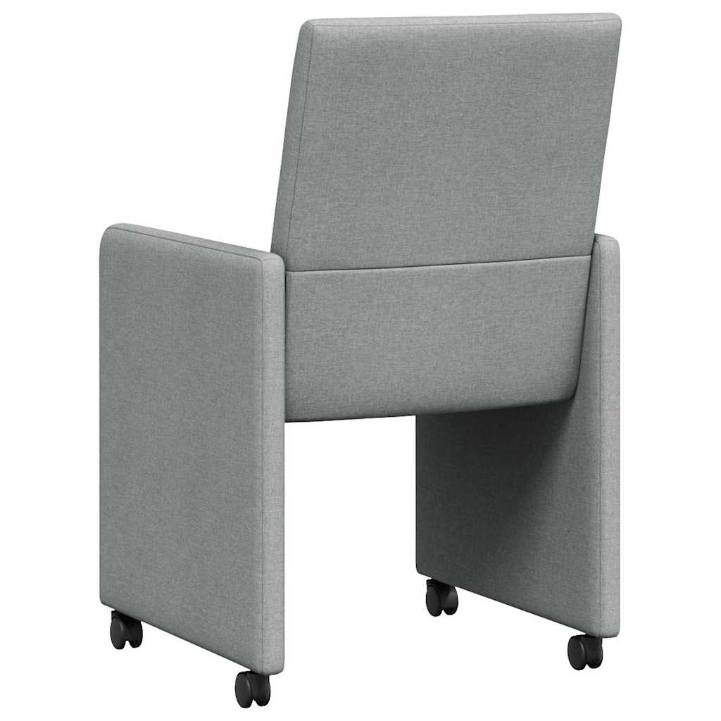 vidaXL Dining Chairs with Wheels 2 pcs Light Grey 57 x 66 x 94 cm