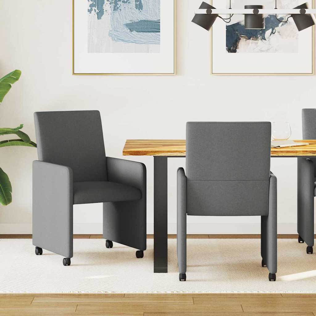 vidaXL Dining Chairs with Wheels 2 pcs Light Grey 57 x 66 x 94 cm