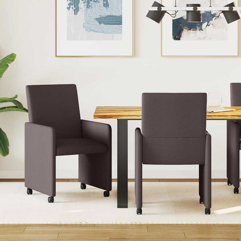 vidaXL Dining Chairs with Wheels 2 pcs Light Grey 57 x 66 x 94 cm