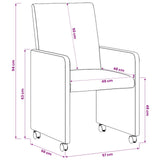 vidaXL Eetkamerstoelen met wielen 2 pcs Crème 57 x 66 x 94 cm