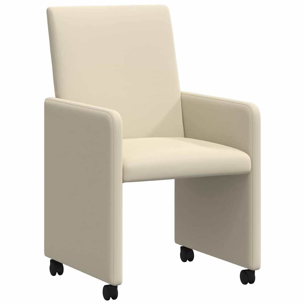 vidaXL Eetkamerstoelen met wielen 2 pcs Crème 57 x 66 x 94 cm