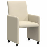 vidaXL Eetkamerstoelen met wielen 2 pcs Crème 57 x 66 x 94 cm