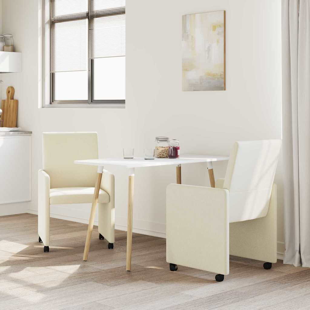 vidaXL Eetkamerstoelen met wielen 2 pcs Crème 57 x 66 x 94 cm