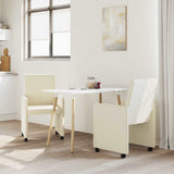 vidaXL Eetkamerstoelen met wielen 2 pcs Crème 57 x 66 x 94 cm