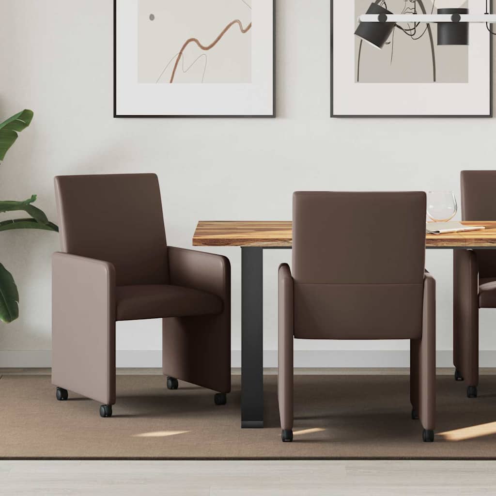 vidaXL Eetkamerstoelen met wielen 2 pcs Crème 57 x 66 x 94 cm