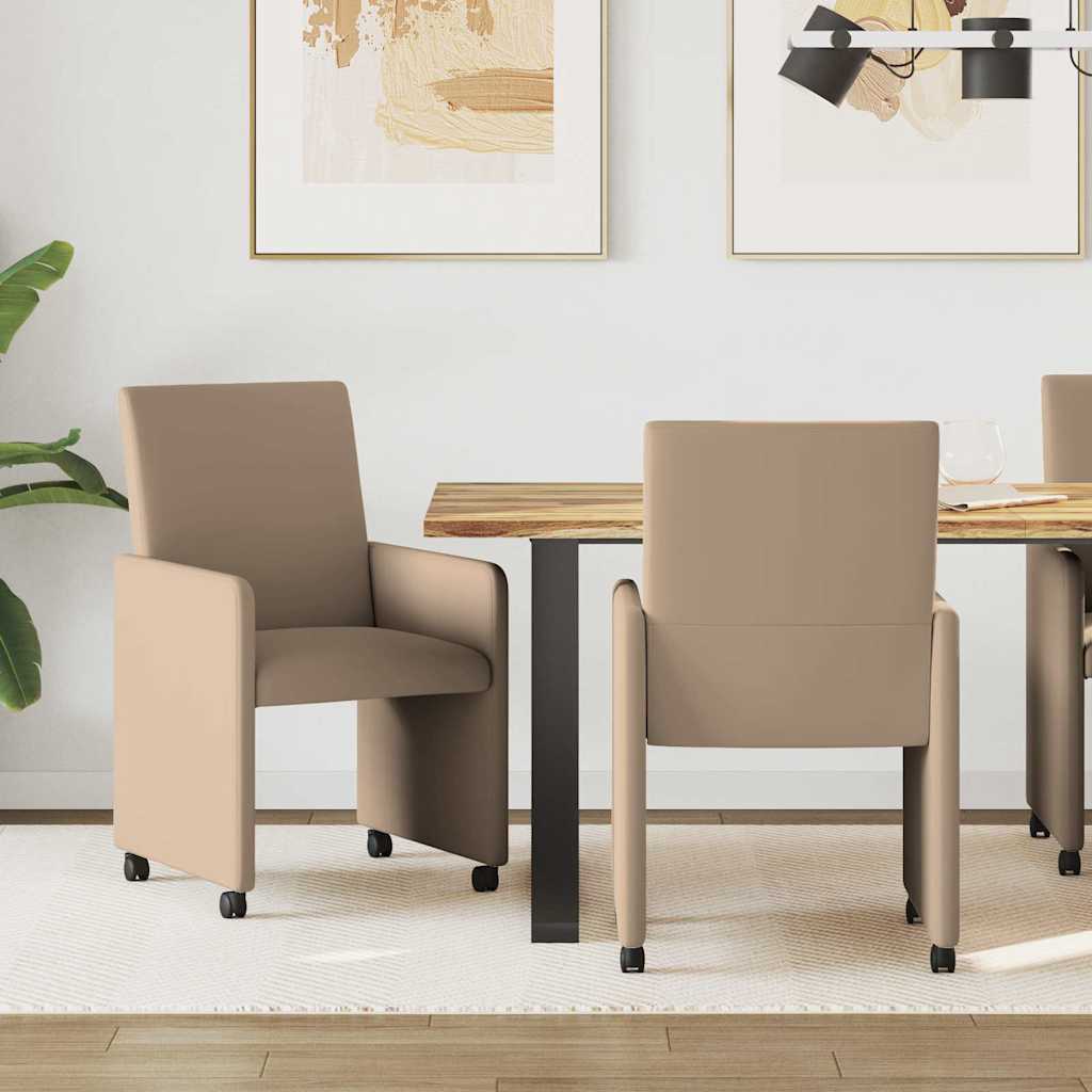 vidaXL Eetkamerstoelen met wielen 2 pcs Crème 57 x 66 x 94 cm