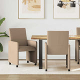 vidaXL Eetkamerstoelen met wielen 2 pcs Crème 57 x 66 x 94 cm