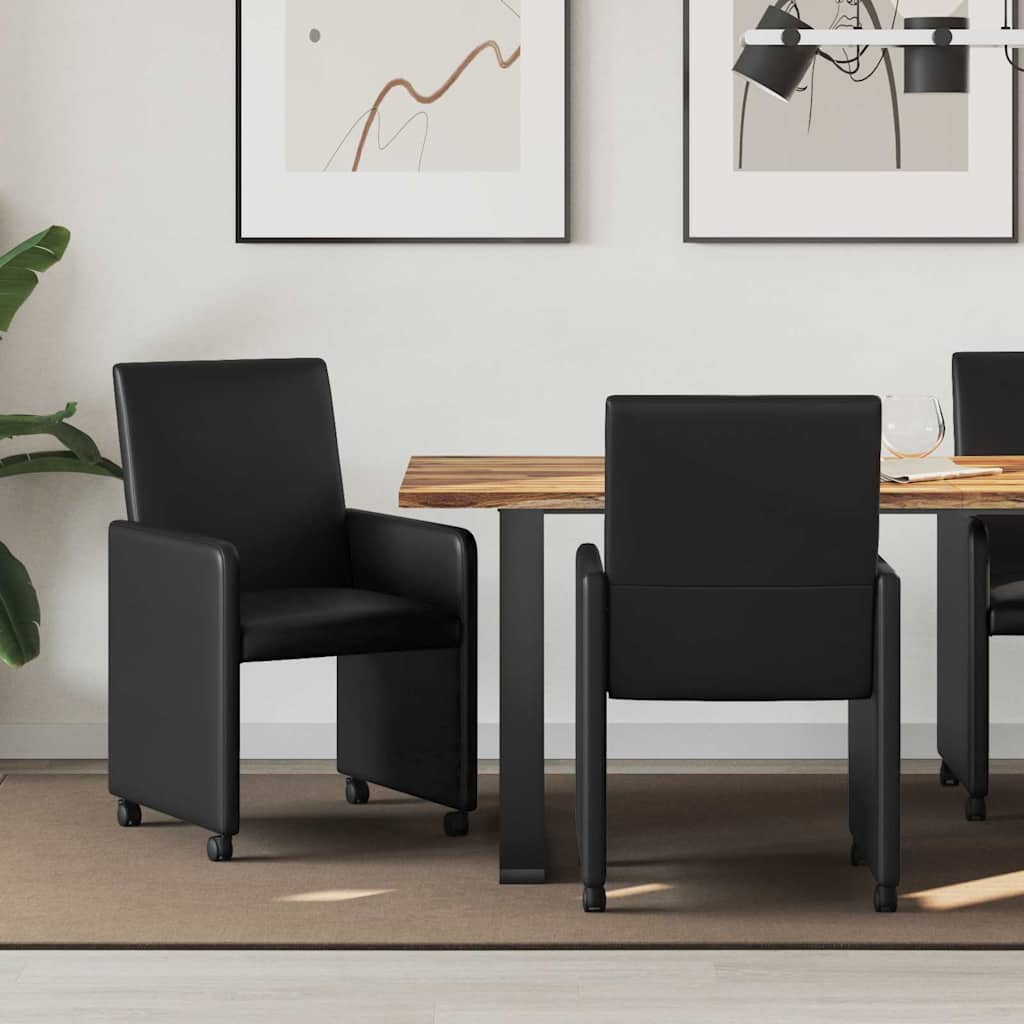 vidaXL Eetkamerstoelen met wielen 2 pcs Crème 57 x 66 x 94 cm