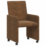 vidaXL Eetkamerstoelen met wielen 2 pcs Bruin 57 x 66 x 94 cm