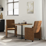 vidaXL Eetkamerstoelen met wielen 2 pcs Bruin 57 x 66 x 94 cm