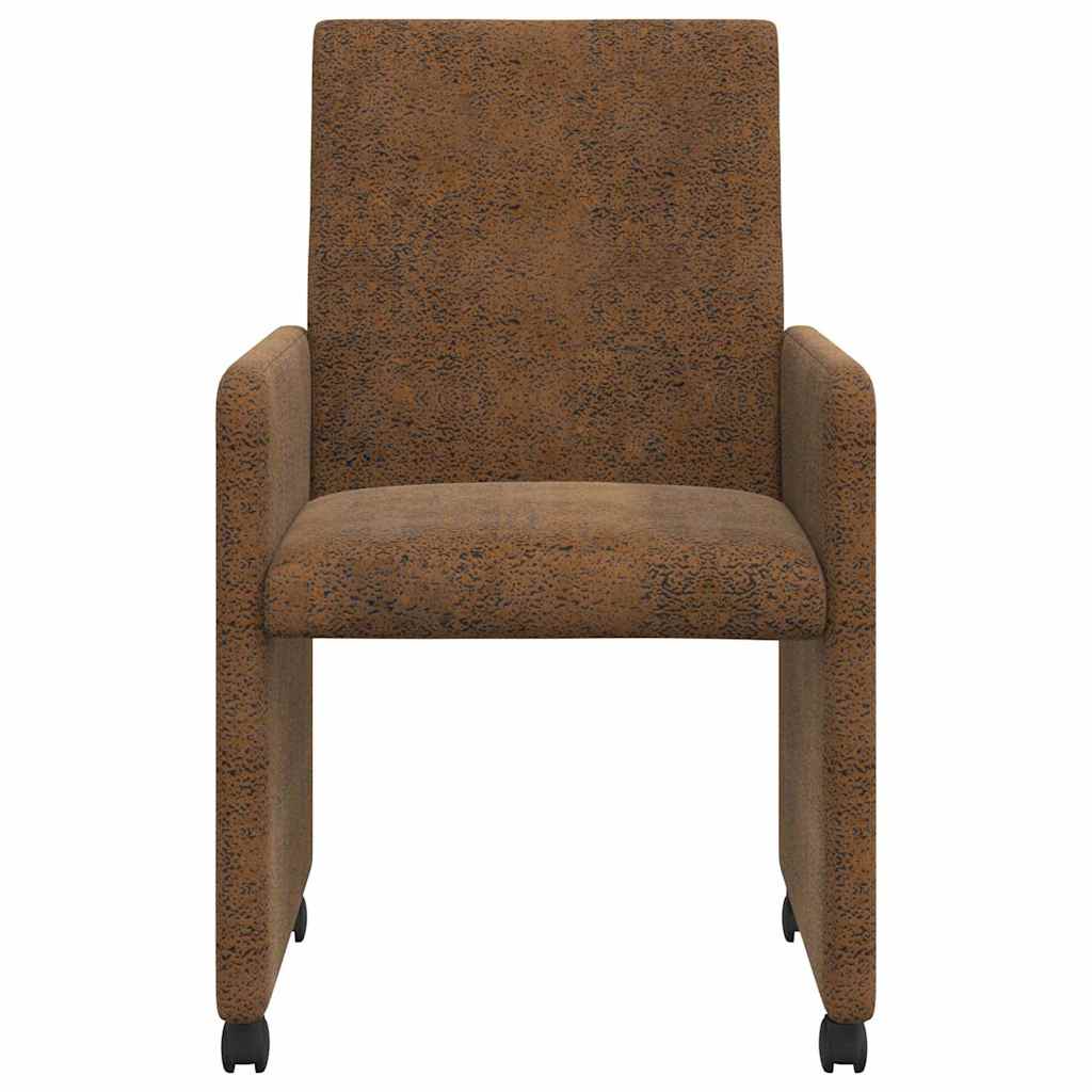 vidaXL Eetkamerstoelen met wielen 2 pcs Bruin 57 x 66 x 94 cm