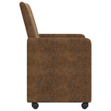 vidaXL Eetkamerstoelen met wielen 2 pcs Bruin 57 x 66 x 94 cm