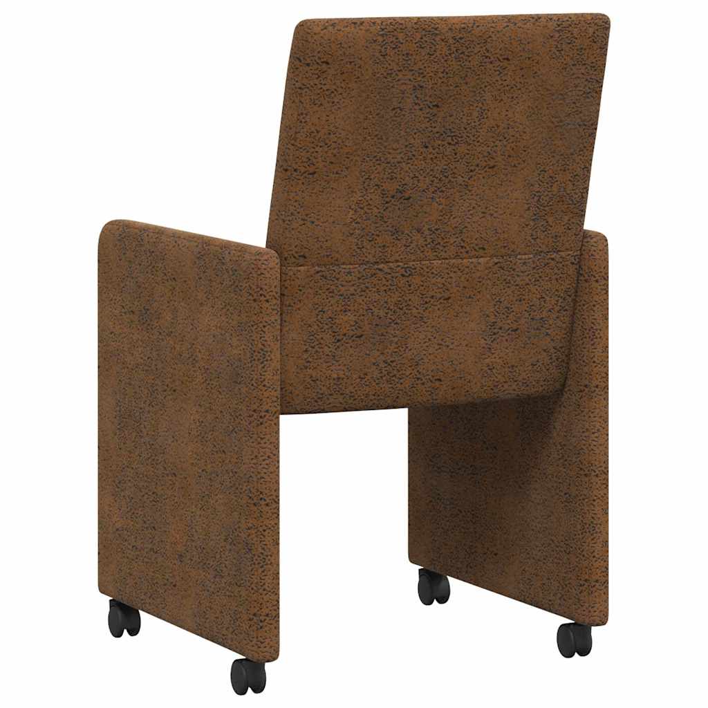 vidaXL Eetkamerstoelen met wielen 2 pcs Bruin 57 x 66 x 94 cm
