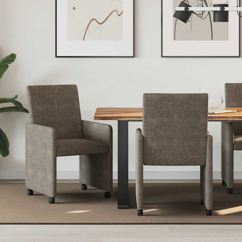 vidaXL Eetkamerstoelen met wielen 2 pcs Bruin 57 x 66 x 94 cm