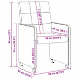 vidaXL Eetkamerstoelen met wielen 2 pcs Lichtgrijs 58 x 65 x 94 cm