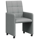 vidaXL Eetkamerstoelen met wielen 2 pcs Lichtgrijs 58 x 65 x 94 cm