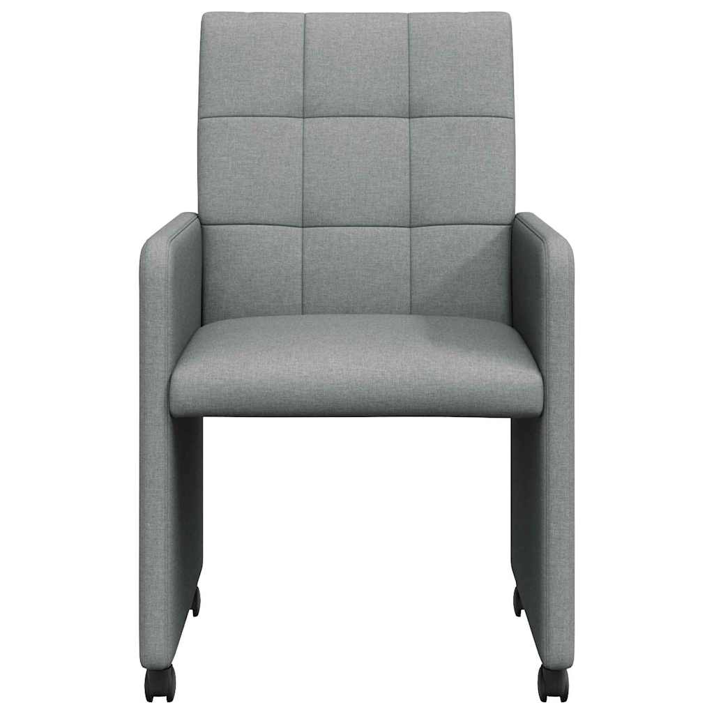 vidaXL Eetkamerstoelen met wielen 2 pcs Lichtgrijs 58 x 65 x 94 cm