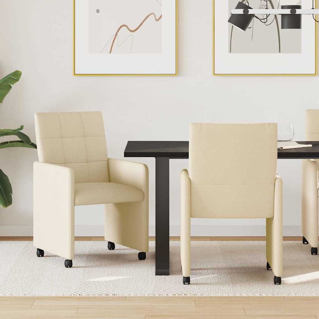 vidaXL Eetkamerstoelen met wielen 2 pcs Lichtgrijs 58 x 65 x 94 cm