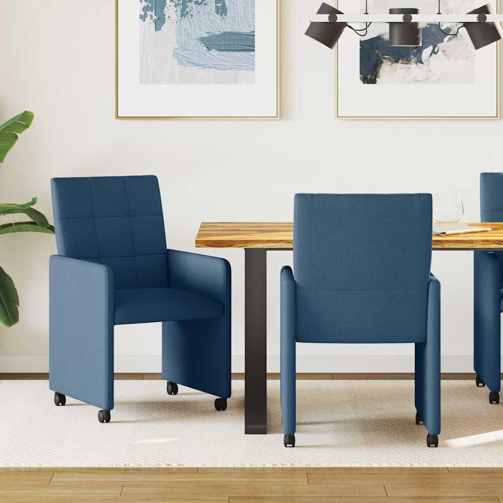 vidaXL Eetkamerstoelen met wielen 2 pcs Lichtgrijs 58 x 65 x 94 cm
