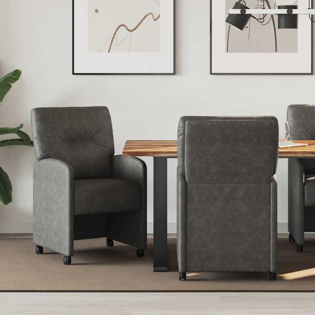 vidaXL Dining Chairs with Wheels 2 pcs Black 57 x 67 x 95 cm