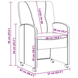 vidaXL Eetkamerstoelen met wielen 2 pcs Bruin 57 x 67 x 95 cm