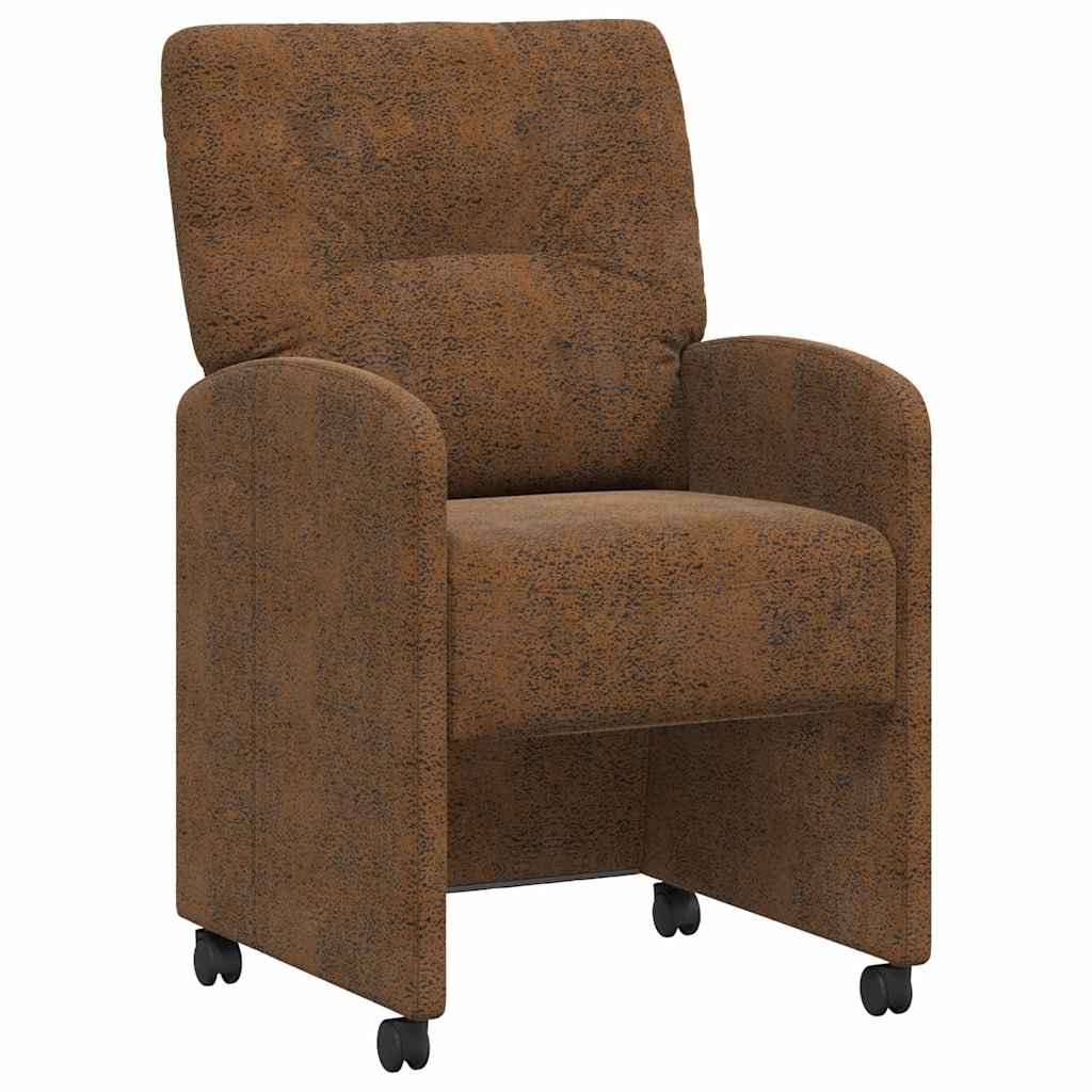 vidaXL Eetkamerstoelen met wielen 2 pcs Bruin 57 x 67 x 95 cm