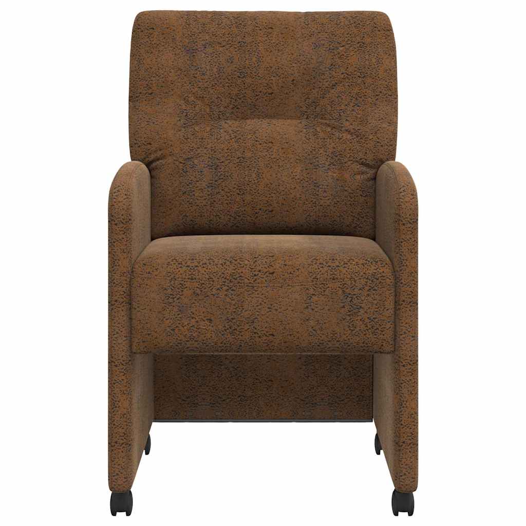 vidaXL Eetkamerstoelen met wielen 2 pcs Bruin 57 x 67 x 95 cm