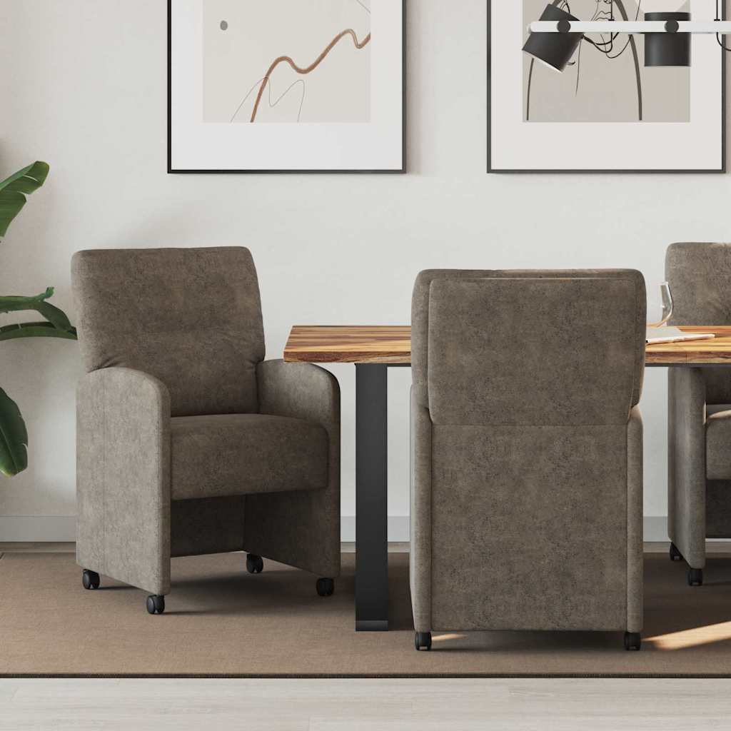 vidaXL Eetkamerstoelen met wielen 2 pcs Bruin 57 x 67 x 95 cm