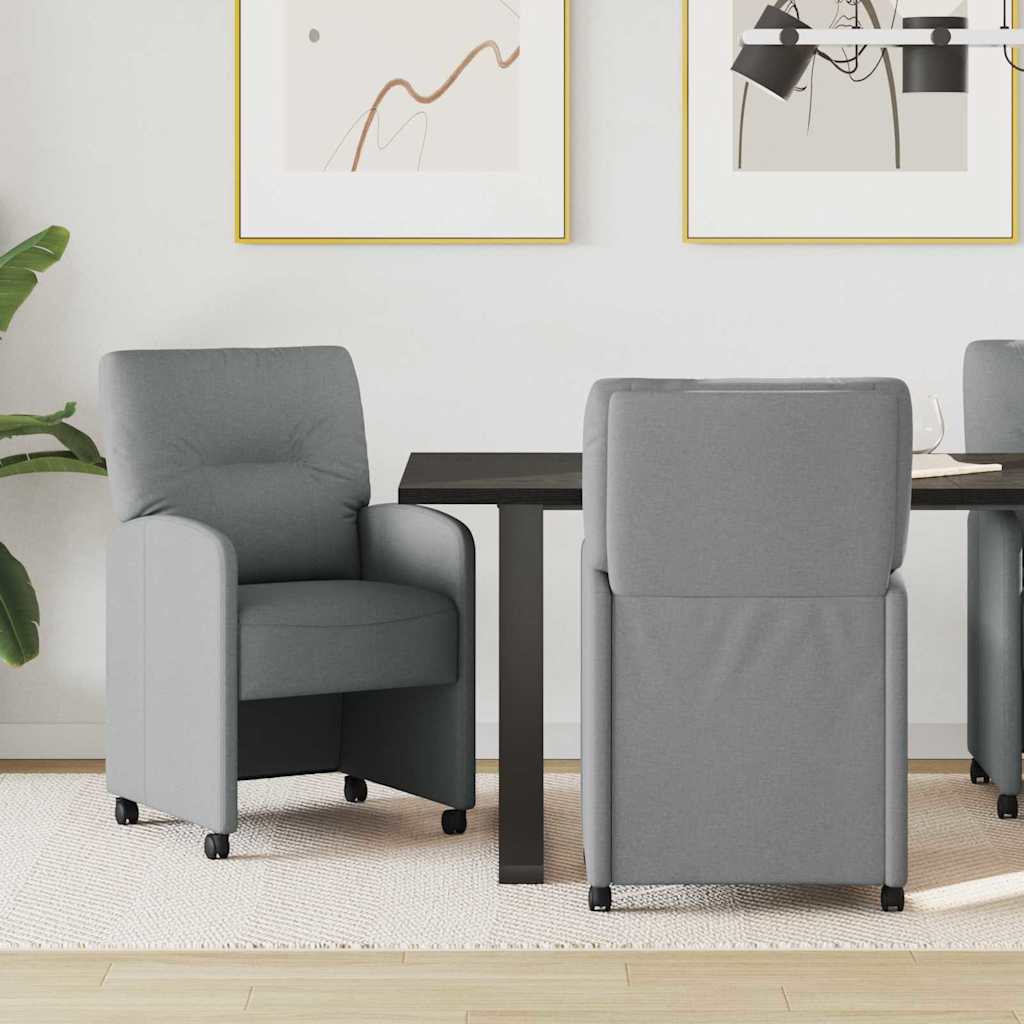 vidaXL Eetkamerstoelen met wielen 2 pcs Lichtgrijs 57 x 67 x 95 cm