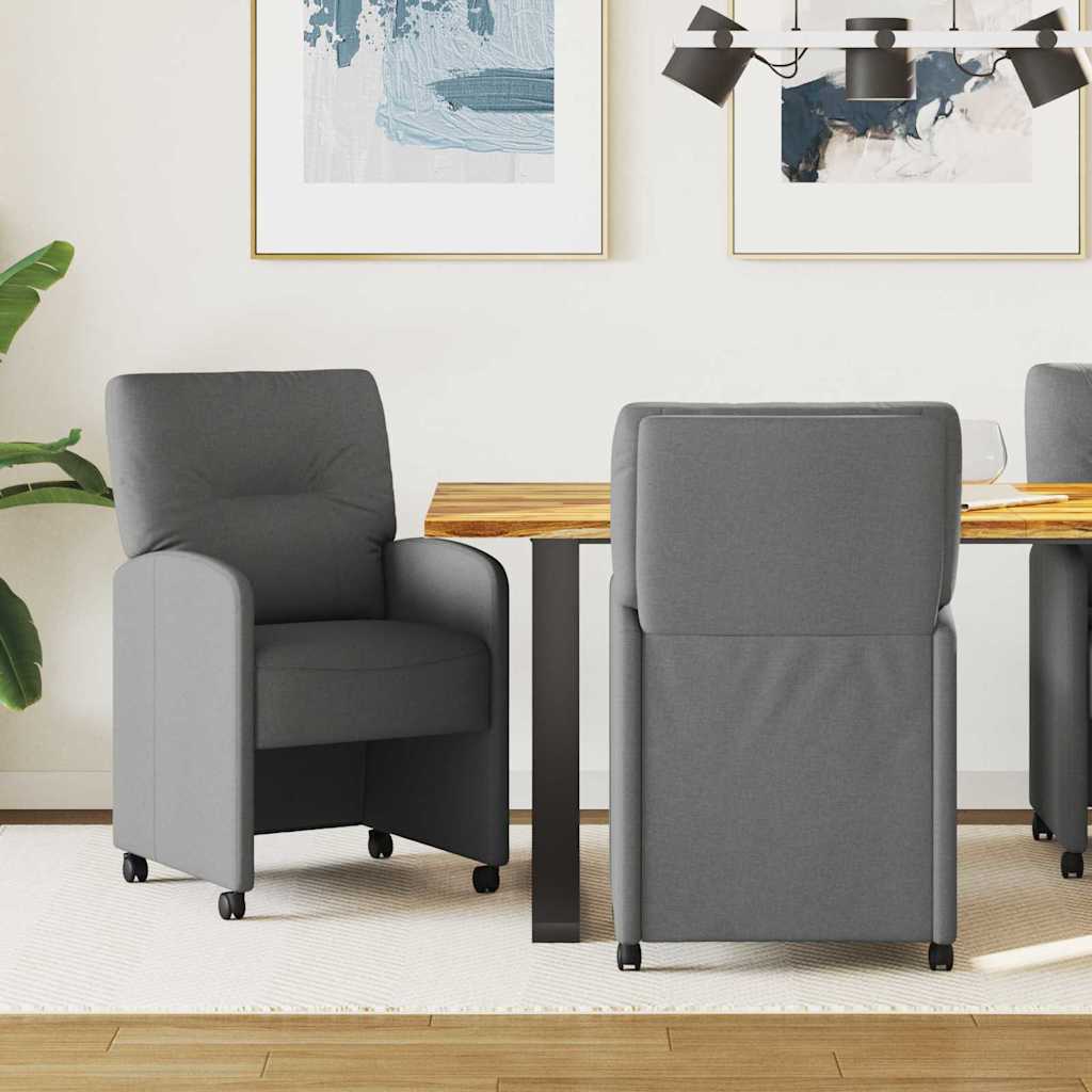 vidaXL Eetkamerstoelen met wielen 2 pcs Lichtgrijs 57 x 67 x 95 cm