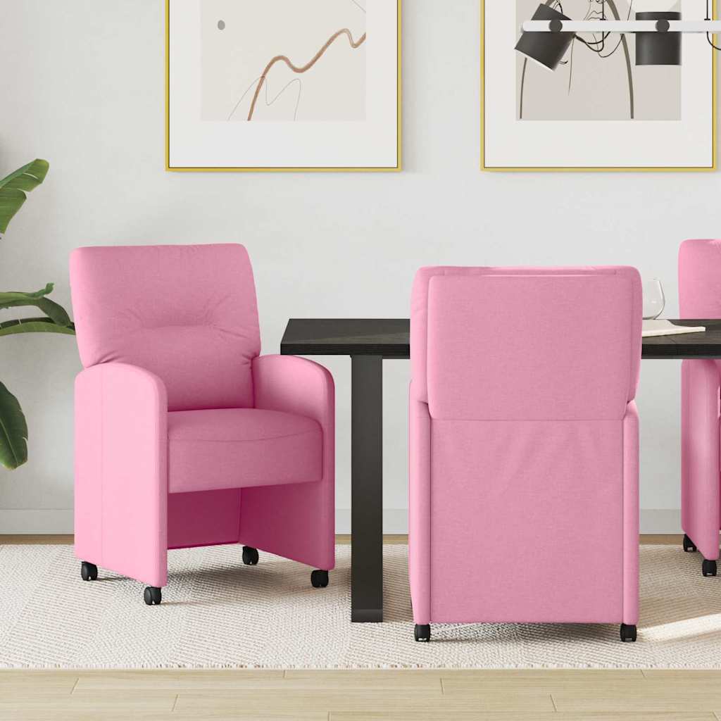 vidaXL Eetkamerstoelen met wielen 2 pcs Lichtgrijs 57 x 67 x 95 cm