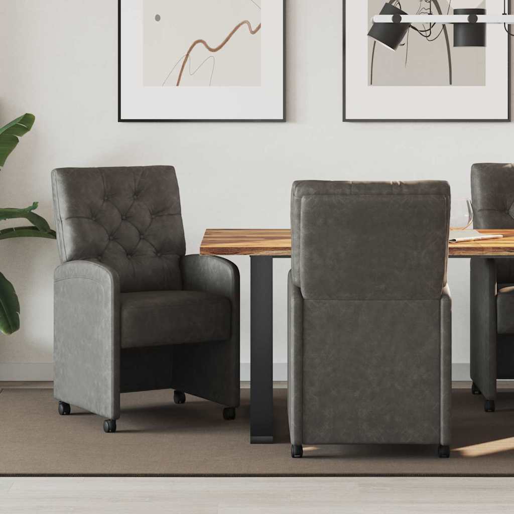 vidaXL Eetkamerstoelen met wielen 2 pcs Zwart 58 x 67 x 97 cm
