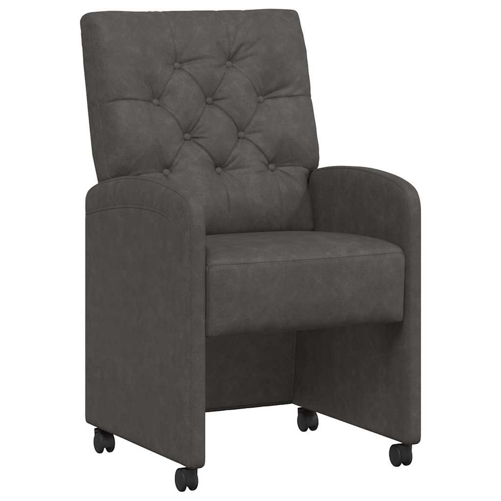 vidaXL Eetkamerstoelen met wielen 2 pcs Zwart 58 x 67 x 97 cm