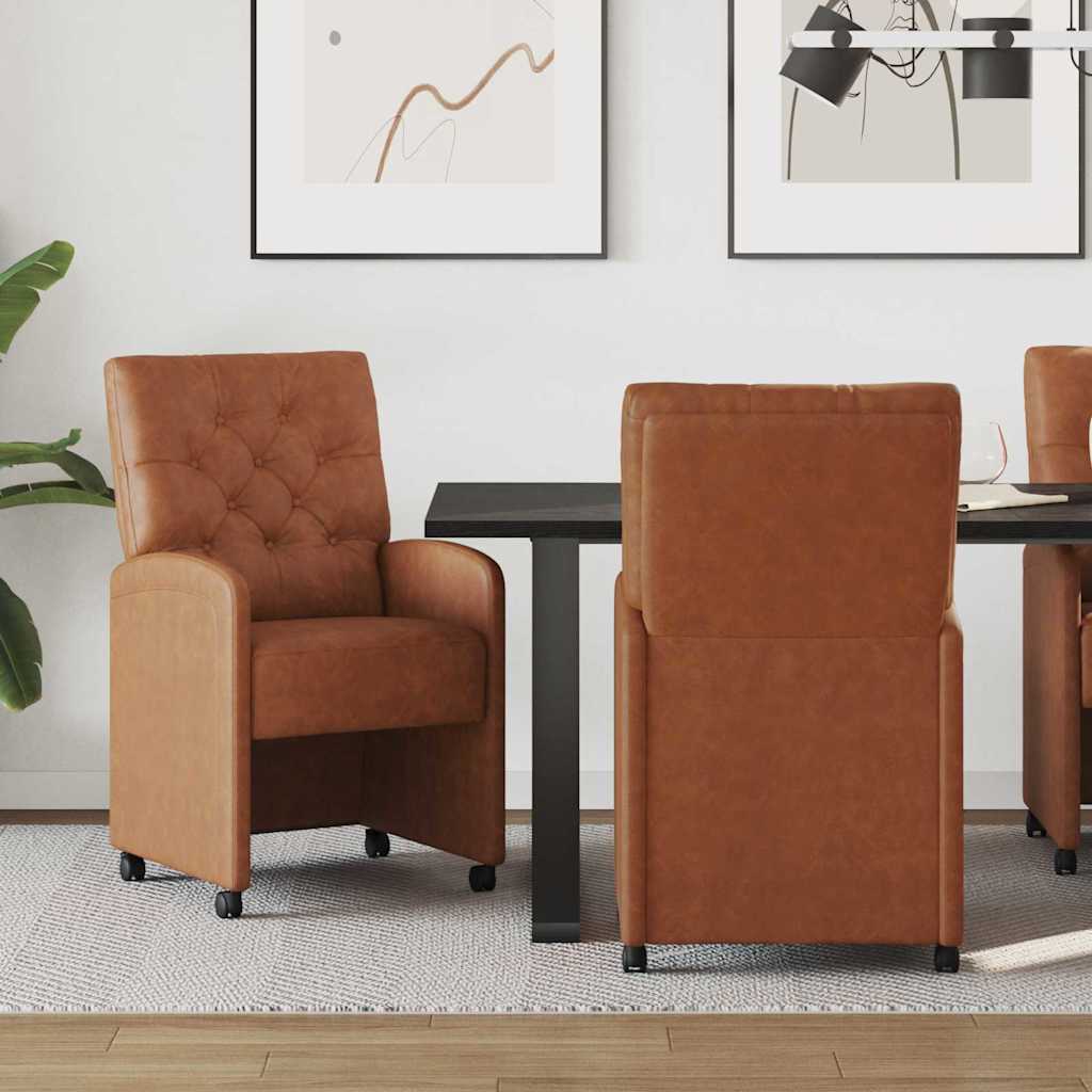 vidaXL Eetkamerstoelen met wielen 2 pcs Zwart 58 x 67 x 97 cm