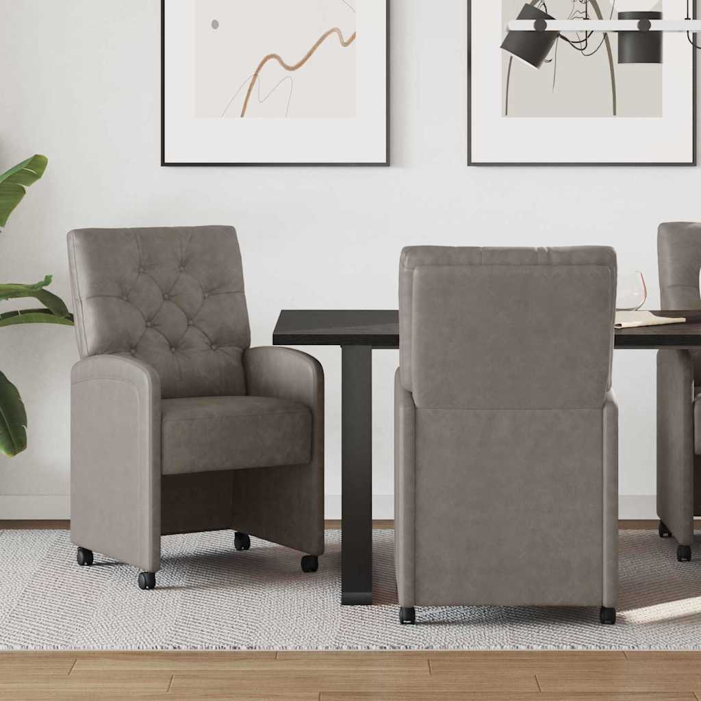 vidaXL Eetkamerstoelen met wielen 2 pcs Zwart 58 x 67 x 97 cm