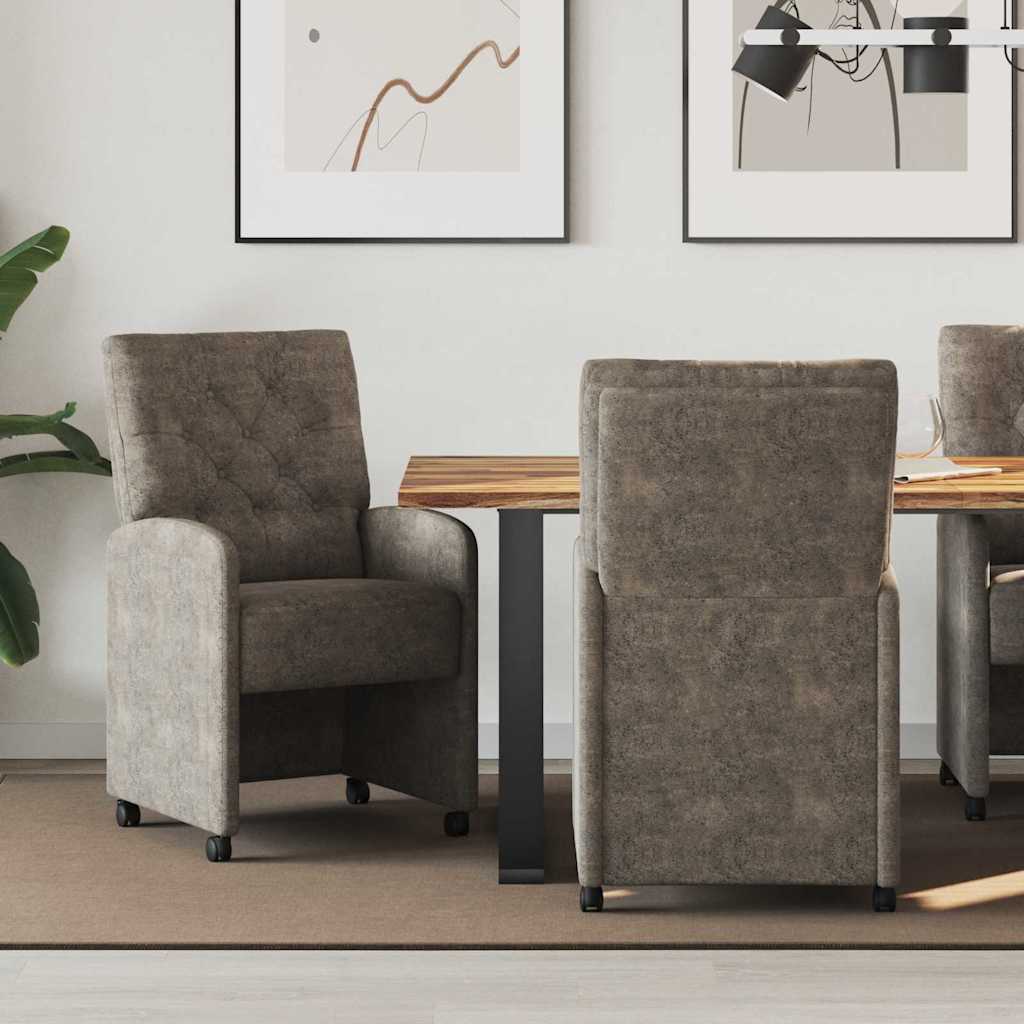 vidaXL Eetkamerstoelen met wielen 2 pcs Bruin 58 x 67 x 97 cm