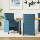 vidaXL Dining Chairs with Wheels 2 pcs Blue 58 x 67 x 97 cm Velvet