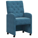vidaXL Dining Chairs with Wheels 2 pcs Blue 58 x 67 x 97 cm Velvet