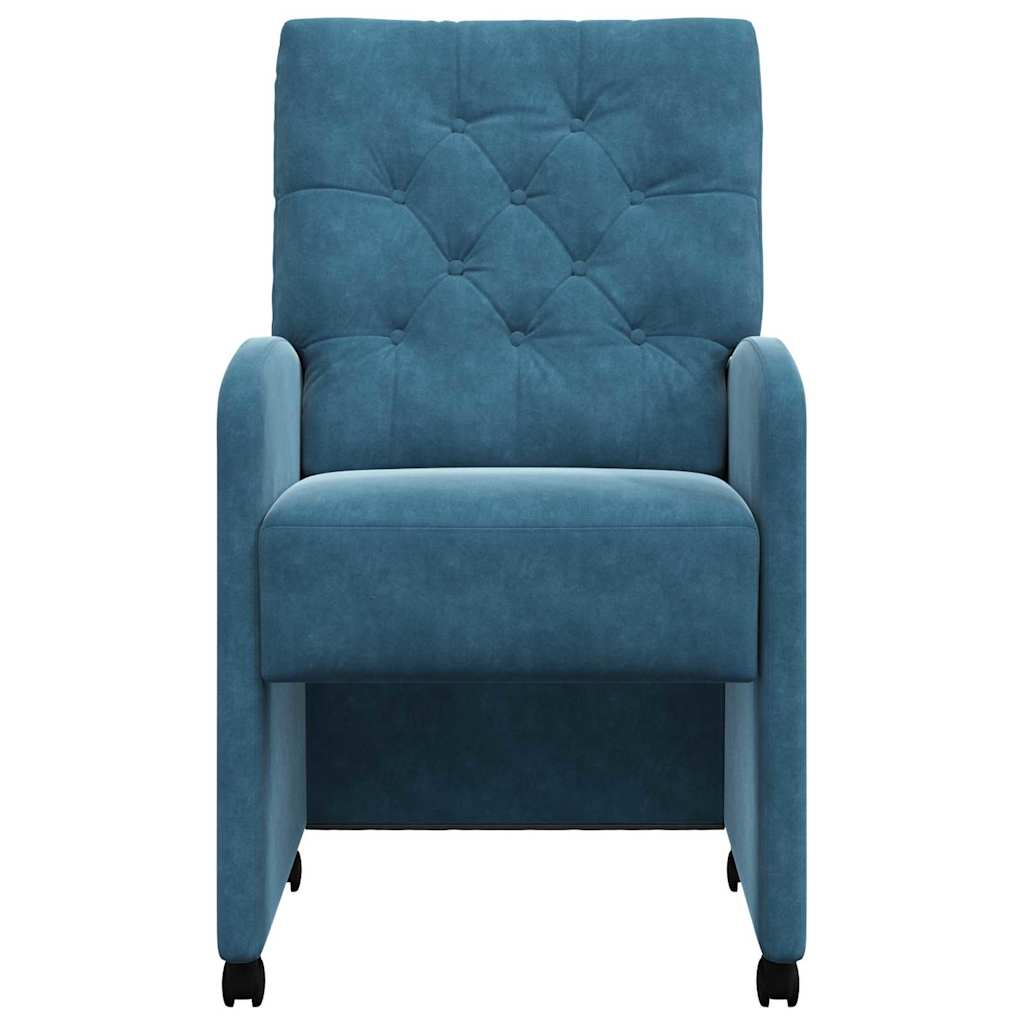 vidaXL Dining Chairs with Wheels 2 pcs Blue 58 x 67 x 97 cm Velvet