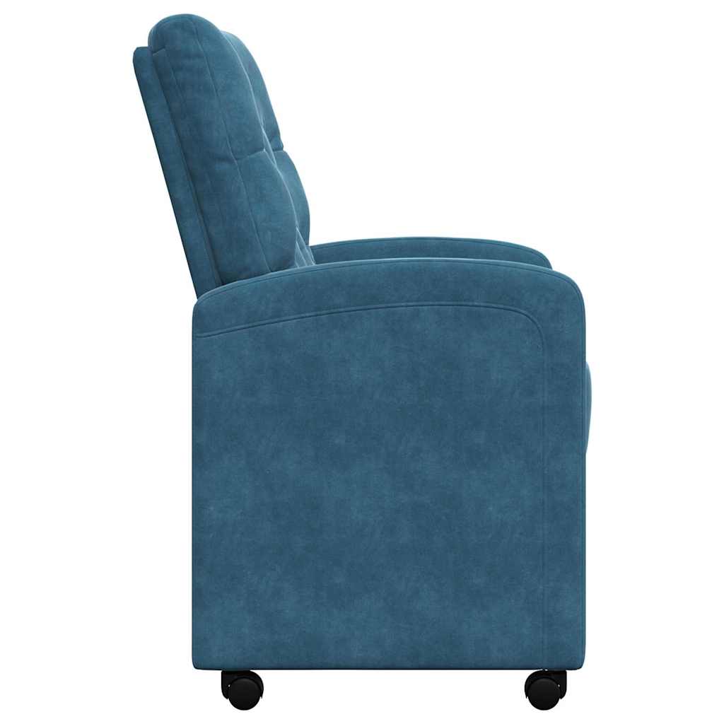 vidaXL Dining Chairs with Wheels 2 pcs Blue 58 x 67 x 97 cm Velvet