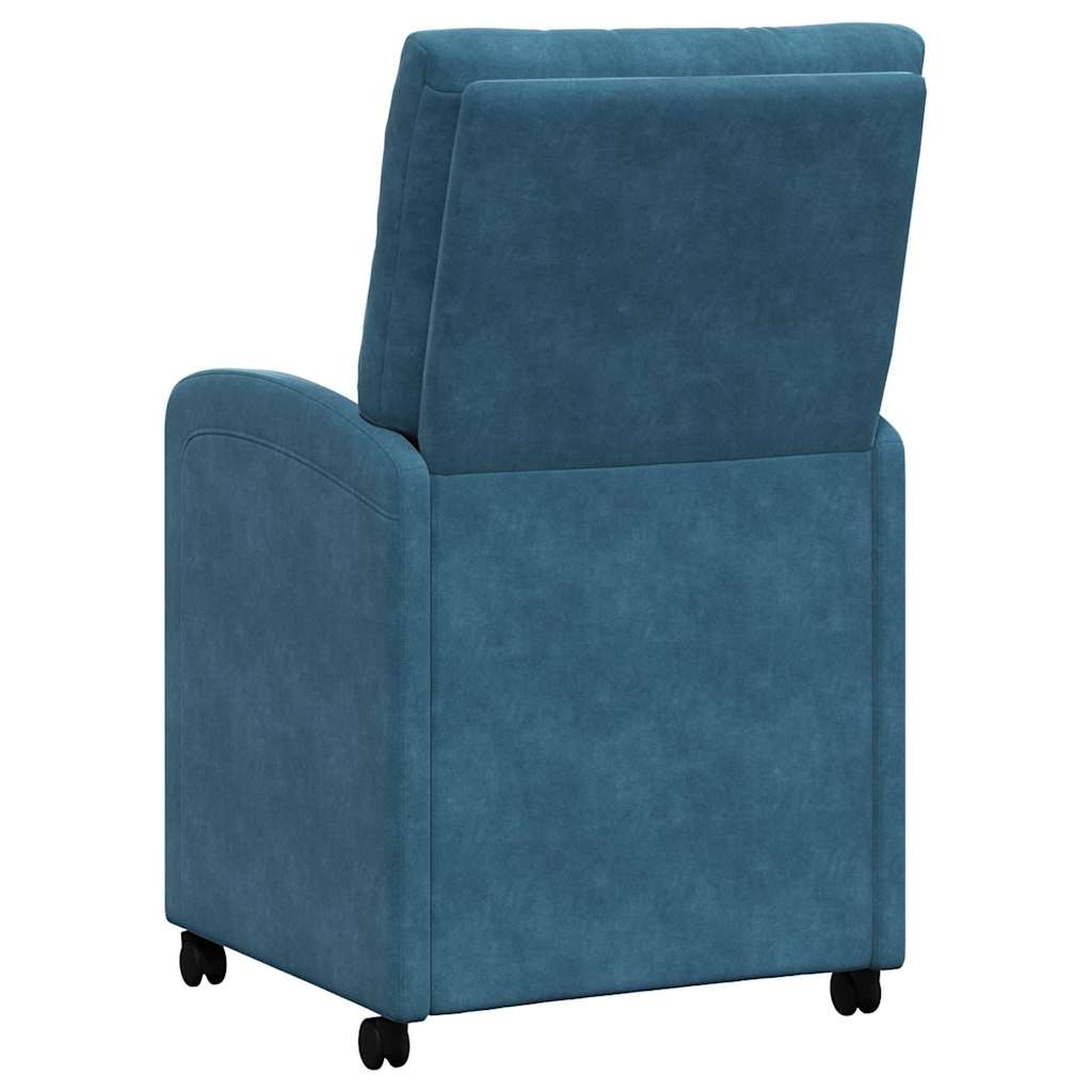 vidaXL Dining Chairs with Wheels 2 pcs Blue 58 x 67 x 97 cm Velvet