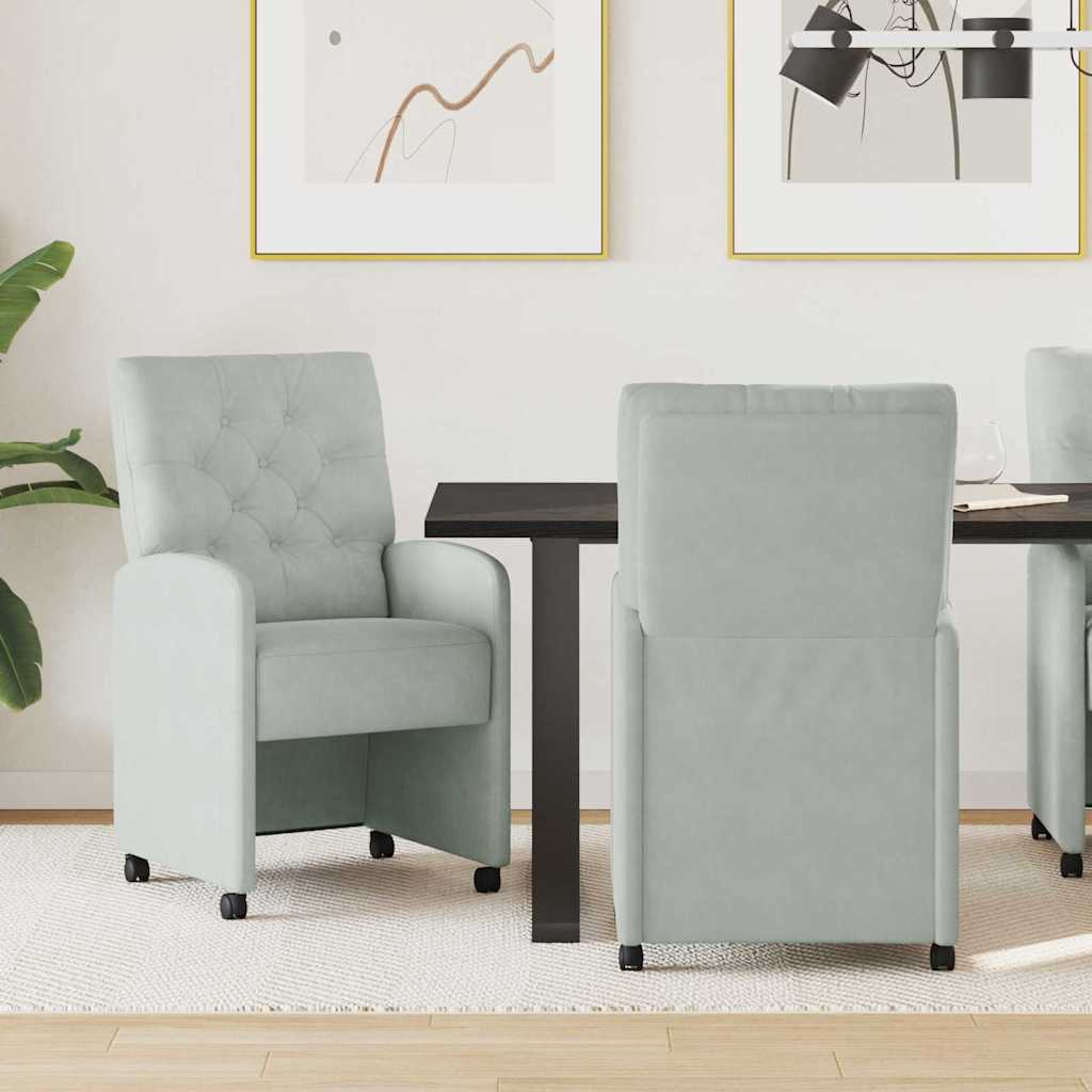 vidaXL Dining Chairs with Wheels 2 pcs Blue 58 x 67 x 97 cm Velvet