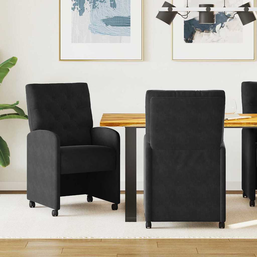 vidaXL Dining Chairs with Wheels 2 pcs Blue 58 x 67 x 97 cm Velvet