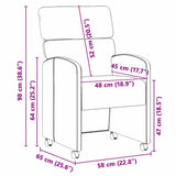 vidaXL Eetkamerstoelen met wielen 2 pcs Lichtgrijs 58 x 65 x 98 cm