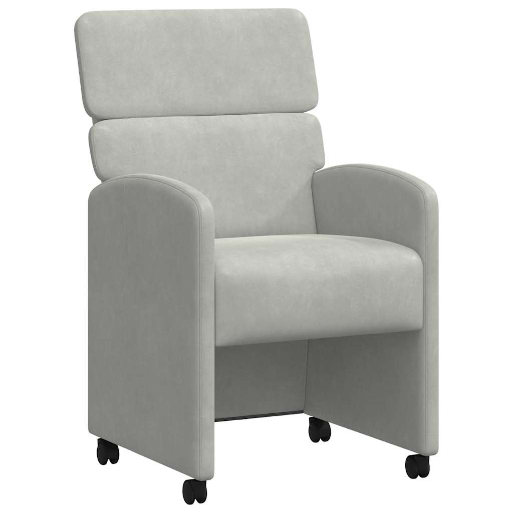 vidaXL Eetkamerstoelen met wielen 2 pcs Lichtgrijs 58 x 65 x 98 cm
