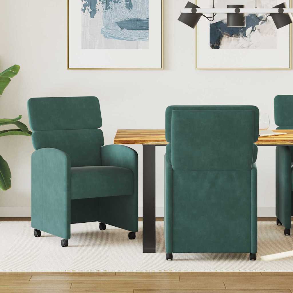vidaXL Eetkamerstoelen met wielen 2 pcs Lichtgrijs 58 x 65 x 98 cm